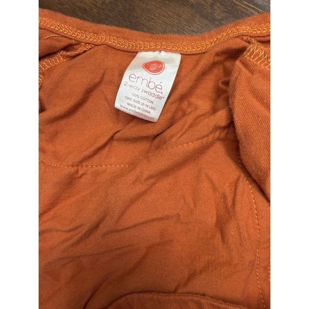 Embé 2-Way Baby Swaddle Wrap One Size 6-14 lbs Burnt Orange Cotton